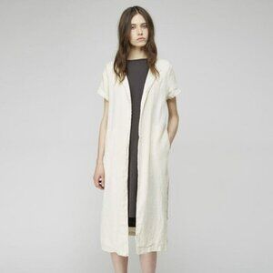 Black Crane Long Slit Coat in Cream Size Medium